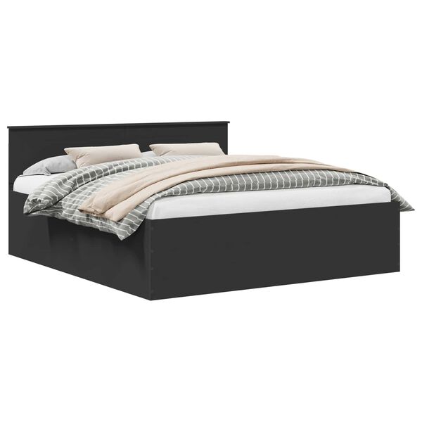 vidaXL R&aacute;m postele s čelo Čern&aacute; 200 x 200 cm kompozitn&iacute; dřevo