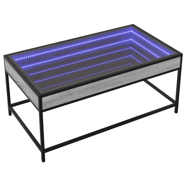 vidaXL Konferenčn&iacute; stolek s Infinity LED &scaron;ed&yacute; sonoma 90 x 50 x 41 cm