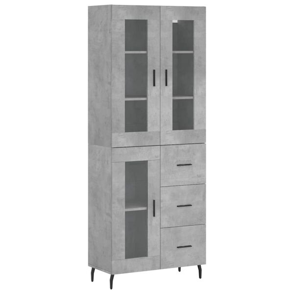 vidaXL Skř&iacute;ň highboard betonově &scaron;ed&aacute; 69,5x34x180 cm kompozitn&iacute; dřevo