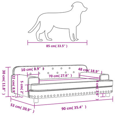 vidaXL Pelíšek pro psy hnědý 90 x 53 x 30 cm umělá kůže