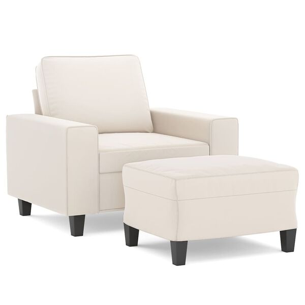 vidaXL Křeslo s podnožkou b&eacute;žov&eacute; 60 cm tkanina z mikrovl&aacute;kna