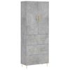 vidaXL Skř&iacute;ň highboard betonově &scaron;ed&aacute; 69,5x34x180 cm kompozitn&iacute; dřevo