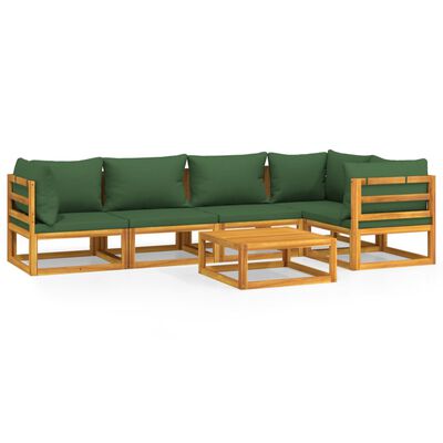 vidaXL 6dílná zahradní sedací souprava zelené podušky masivní dřevo