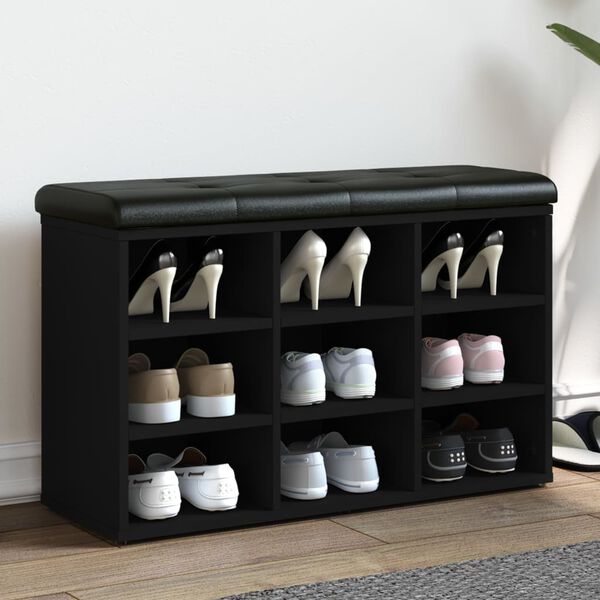 vidaXL Lavice s botn&iacute;kem čern&aacute; 82 x 32 x 50 cm kompozitn&iacute; dřevo