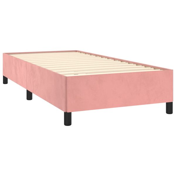 vidaXL Box spring postel s matrac&iacute; růžov&aacute; 90x200 cm samet