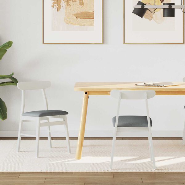 vidaXL Jídelní židle 2 pcs Bílá a šedá Masivní dřevo