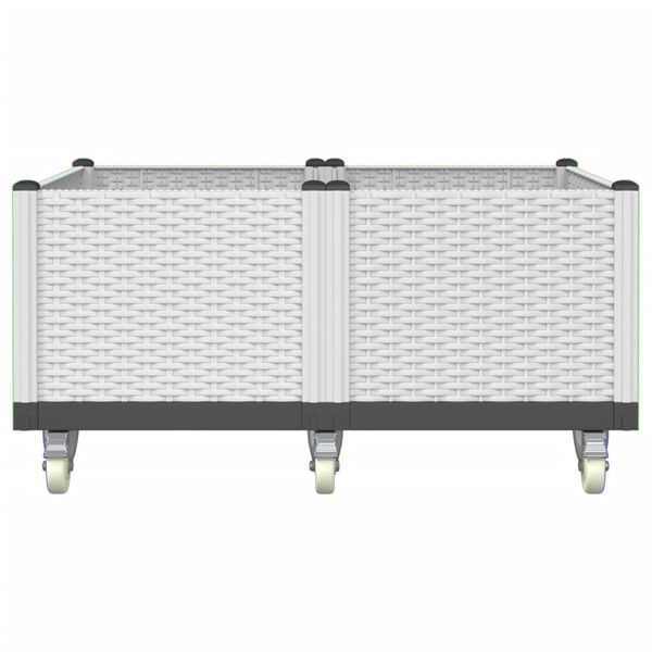 vidaXL Zahradn&iacute; truhl&iacute;k na kolečk&aacute;ch b&iacute;l&yacute; 100 x 80 x 54 cm PP