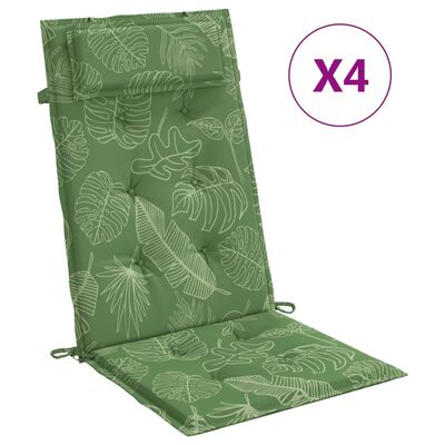 vidaXL Podušky na židli s vysokým opěradlem 4 ks vzor listů oxford