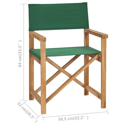 vidaXL Skládací režisérská židle masivní teakové dřevo zelená