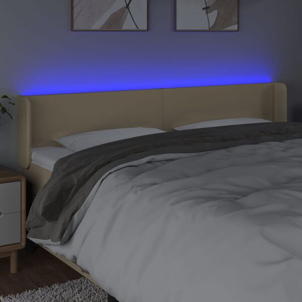 vidaXL Čelo postele s LED kr&eacute;mov&eacute; 203 x 16 x 78/88 cm textil