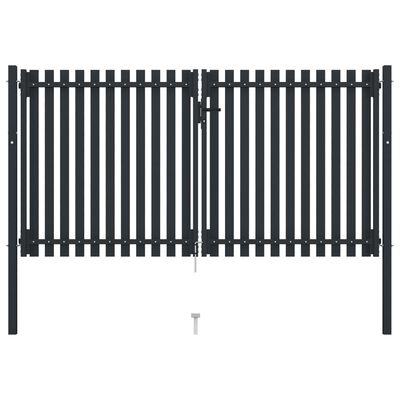 vidaXL Dvoukřídlá plotová branka ocelová 306 x 220 cm antracitová