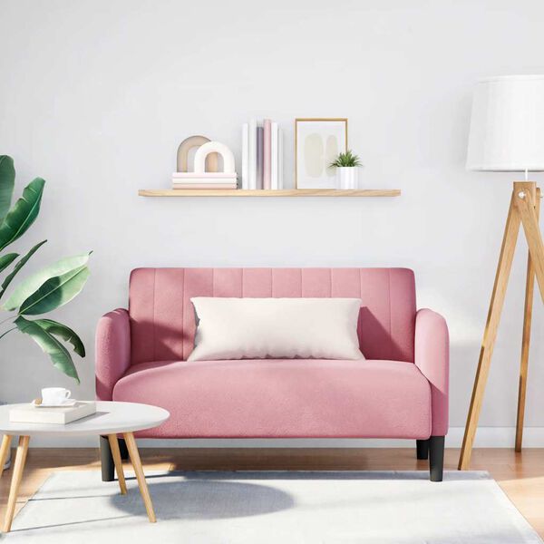 vidaXL Loveseat Sofa Růžov&yacute; 109 cm samet