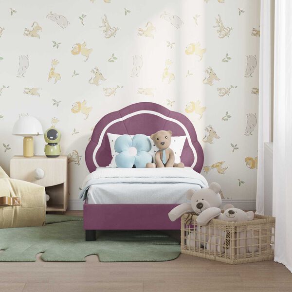 vidaXL Rám postele pro batole s čelem s čelo Fialová 70 x 140 cm samet