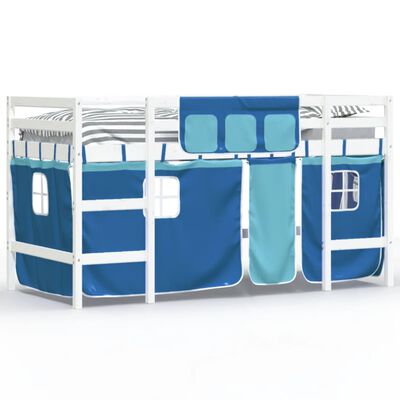 vidaXL Dětská patrová postel se závěsy modrá 80 x 200 cm borovice