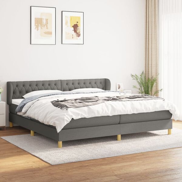 vidaXL Box spring postel s matrac&iacute; tmavě &scaron;ed&aacute; 200x200 cm textil