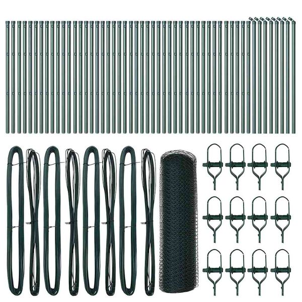 vidaXL Plotov&yacute; sloupek. Zelen&aacute; 100 x 0,6 m (13 mm s&iacute;ť) Ocel a PVC