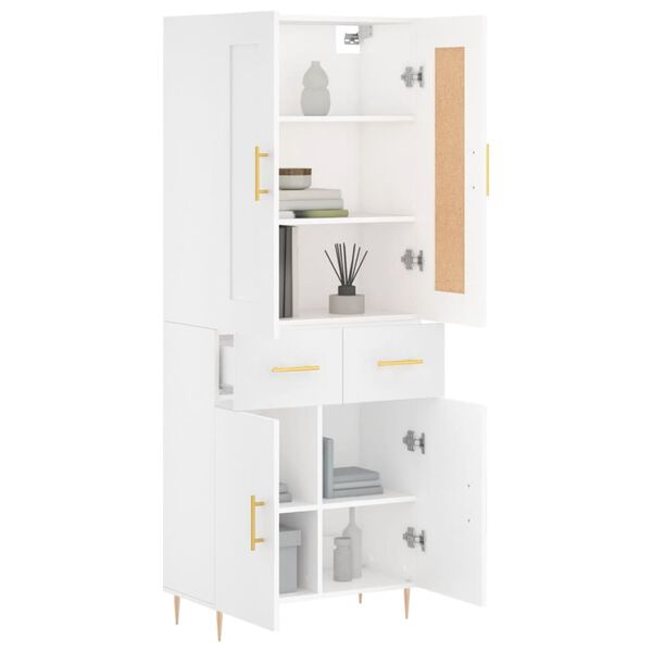 vidaXL Skř&iacute;ň highboard b&iacute;l&aacute; 69,5 x 34 x 180 cm kompozitn&iacute; dřevo