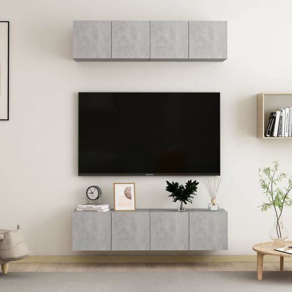 vidaXL TV skř&iacute;ňky 4 ks betonově &scaron;ed&eacute; 60 x 30 x 30 cm kompozitn&iacute; dřevo
