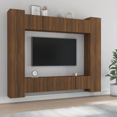 vidaXL 8dílný set TV skříněk hnědý dub kompozitní dřevo