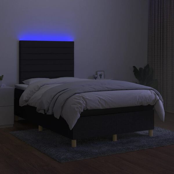 vidaXL Box spring postel s matrac&iacute; a LED čern&aacute; 120 x 200 cm textil