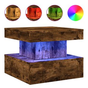vidaXL Konferenčn&iacute; stolek s LED osvětlen&iacute;m kouřov&yacute; dub 50 x 50 x 40 cm