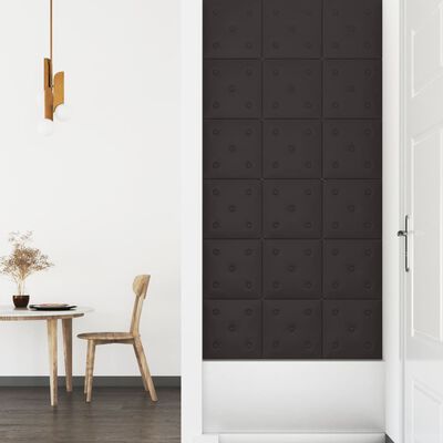 vidaXL Nástěnné panely 12 ks černé 30 x 30 cm umělá kůže 1,08 m²
