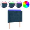 vidaXL Čelo postele s LED tmavě modr&eacute; 83 x 16 x 118/128 cm samet