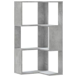 vidaXL Rohov&aacute; 3patrov&aacute; knihovna betonově &scaron;ed&aacute; 50x50x102 cm kompozit