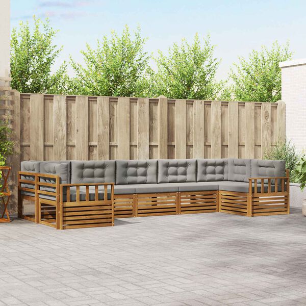 vidaXL Venkovn&iacute; pohovkov&aacute; souprava 7 pcs Př&iacute;rodn&iacute; a světle &scaron;ed&aacute;