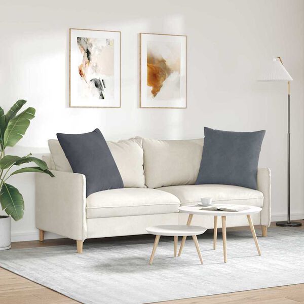 vidaXL Pohovkov&eacute; pol&scaron;t&aacute;ře 2 pcs Tmavě &scaron;ed&aacute; 60 x 60 cm Žebrovan&aacute; l&aacute;tka