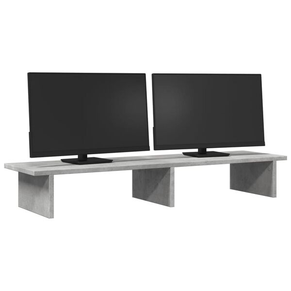 vidaXL Stojan na monitor betonově &scaron;ed&yacute; 100x27x15 cm kompozitn&iacute; dřevo