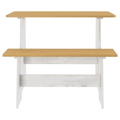 vidaXL Jídelní stůl s lavicí medově hnědý a bílý masivní borové dřevo