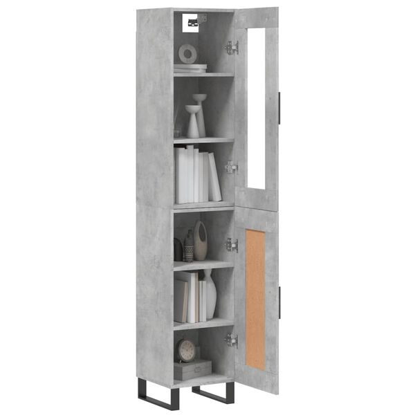 vidaXL Skř&iacute;ň highboard betonově &scaron;ed&aacute; 34,5x34x180 cm kompozitn&iacute; dřevo