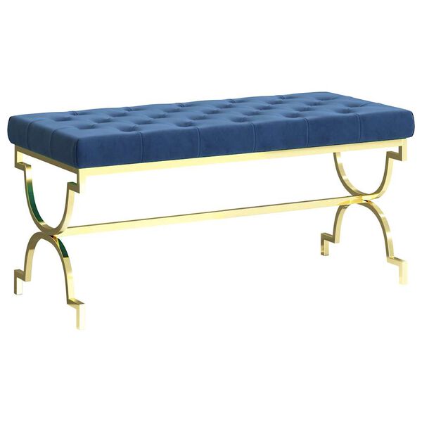 vidaXL Lavice 99 cm modr&aacute; samet a nerezov&aacute; ocel