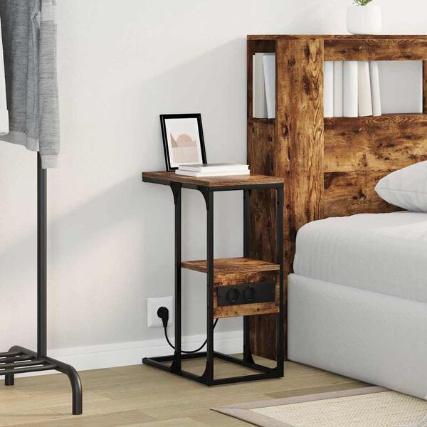 vidaXL Nočn&iacute; skř&iacute;ňka Kouřov&yacute; dub 41,5 x 26 x 60,5 cm Kompozitn&iacute; dřevo