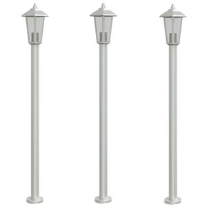 vidaXL Venkovn&iacute; stojac&iacute; lampy 3 ks stř&iacute;brn&eacute; 120 cm nerezov&aacute; ocel