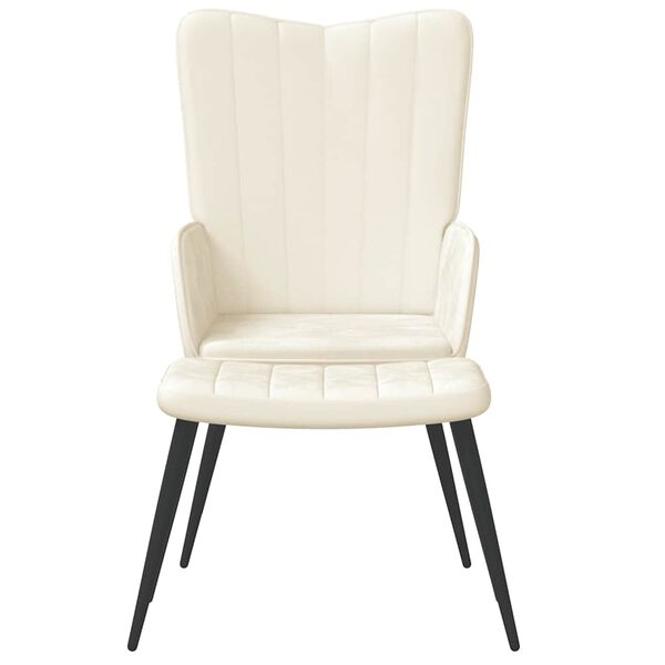 vidaXL Relaxačn&iacute; křeslo se stoličkou kr&eacute;mově b&iacute;l&eacute; samet