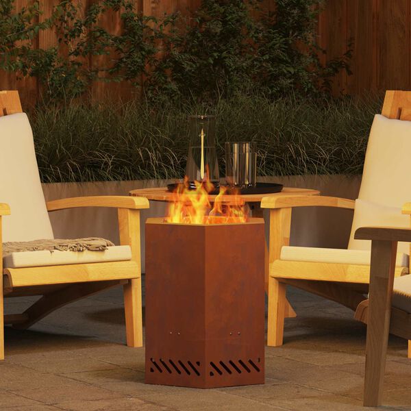 vidaXL Bezemisn&yacute; gril Hněd&aacute; 38 x 38 x 51 cm Povětrnostně odoln&aacute; ocel