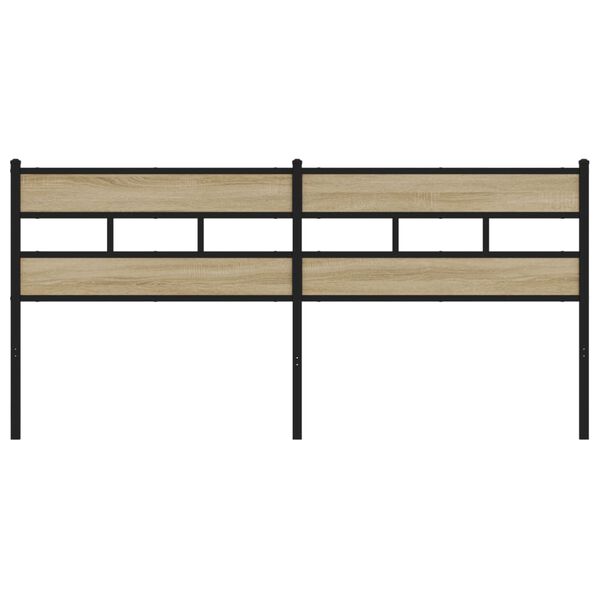 vidaXL Čelo postele dub sonoma 200 cm železo a kompozitní dřevo