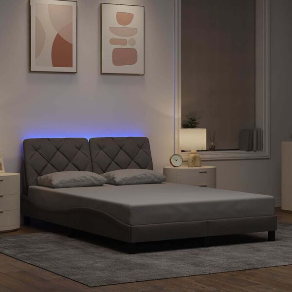 vidaXL R&aacute;m postele s LED bez matrace Taupe 140x190 cm L&aacute;tka