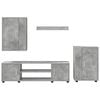 vidaXL Sestava TV skř&iacute;něk 4 pcs Betonově &scaron;ed&aacute; Kompozitn&iacute; dřevo
