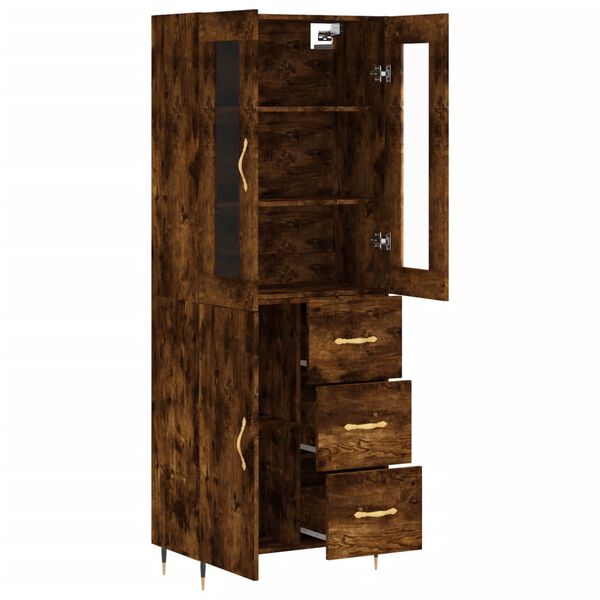 vidaXL Skř&iacute;ň highboard kouřov&yacute; dub 69,5 x 34 x 180 cm kompozitn&iacute; dřevo