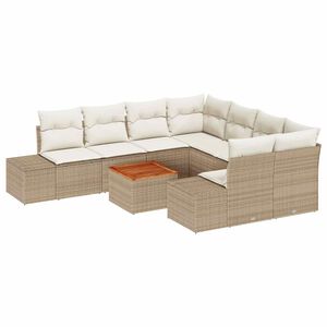 vidaXL Sada zahradn&iacute;ch pohovek s pol&scaron;t&aacute;řem 9 pcs B&eacute;žov&aacute; polyratan
