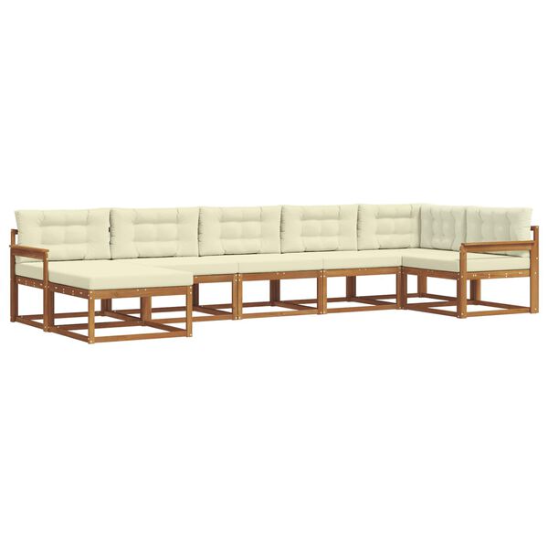 vidaXL Venkovn&iacute; pohovkov&aacute; souprava 7 pcs Přirozen&aacute; a Kr&eacute;mov&aacute;