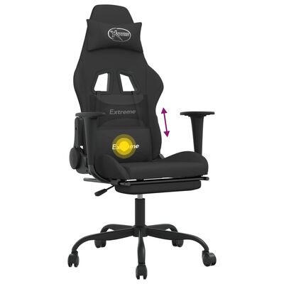 vidaXL Masážní herní židle s podnožkou černá textil