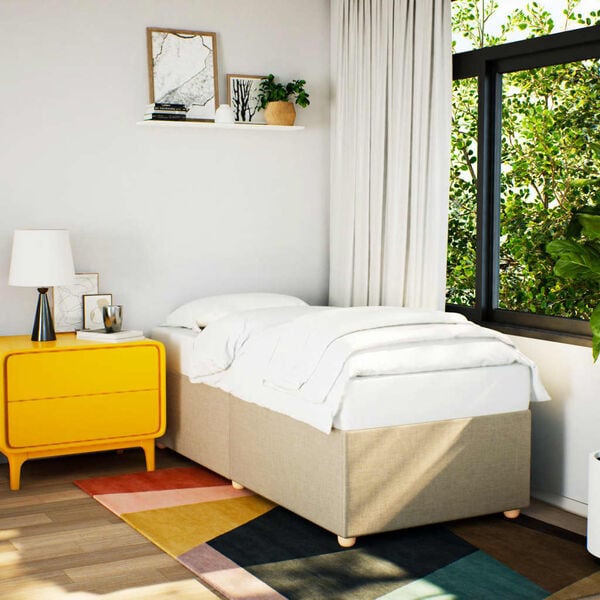 vidaXL R&aacute;m postele bez matrac&iacute; kr&eacute;mově 90x200 cm textil