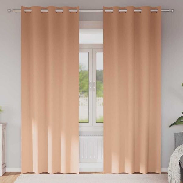 vidaXL Z&aacute;věsy na zatemněn&iacute; s kroužky 2 pcs Světle hněd&aacute; 225 x 140 cm