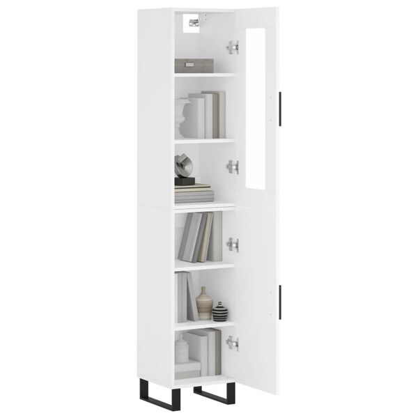 vidaXL Skř&iacute;ň highboard b&iacute;l&aacute; 34,5 x 34 x 180 cm kompozitn&iacute; dřevo