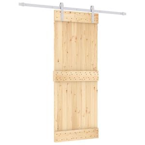 vidaXL Posuvn&eacute; dveře Př&iacute;rodn&iacute; a b&iacute;l&aacute; 80 x 210 cm Masivn&iacute; borov&eacute; dřevo