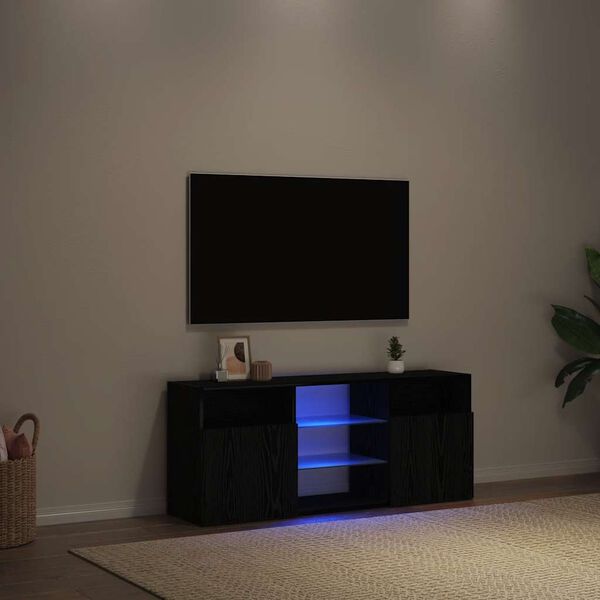 vidaXL TV stolek s LED čern&yacute; dub 120 x 30 x 50 cm kompozitn&iacute; dřevo